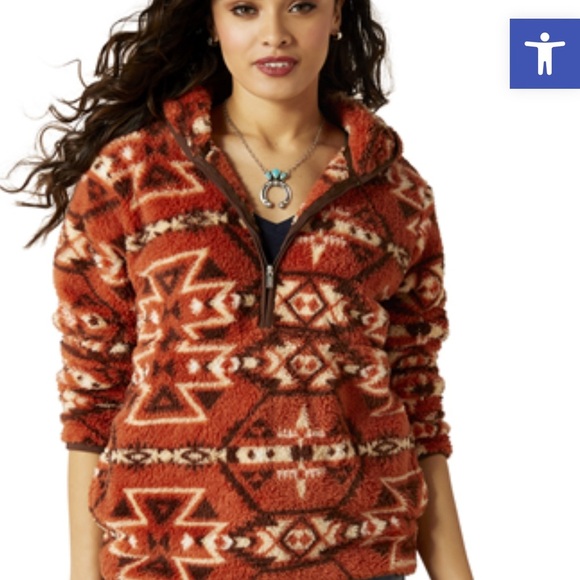 Ariat Women's Bomber Jacket in Red and Cream - Picture 2 of 12